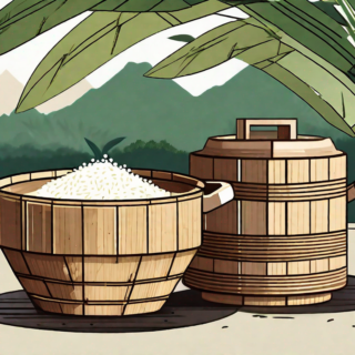 illustration of sticky rice in backset